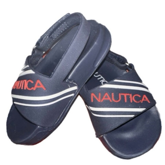 NAUTICA stunsail blue/white/red toddler ankle strap sandals size 9c EUC - Picture 2 of 4